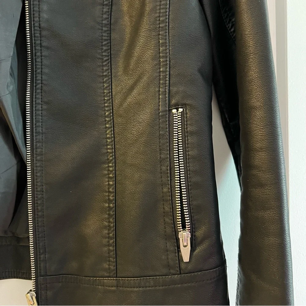 Vila Faux Leather Collarless Jacket - Picture 7 of 10